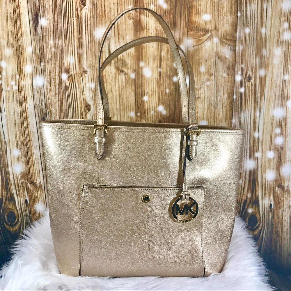 Michael Kors - Large Jet set Snap pocket Tote gold